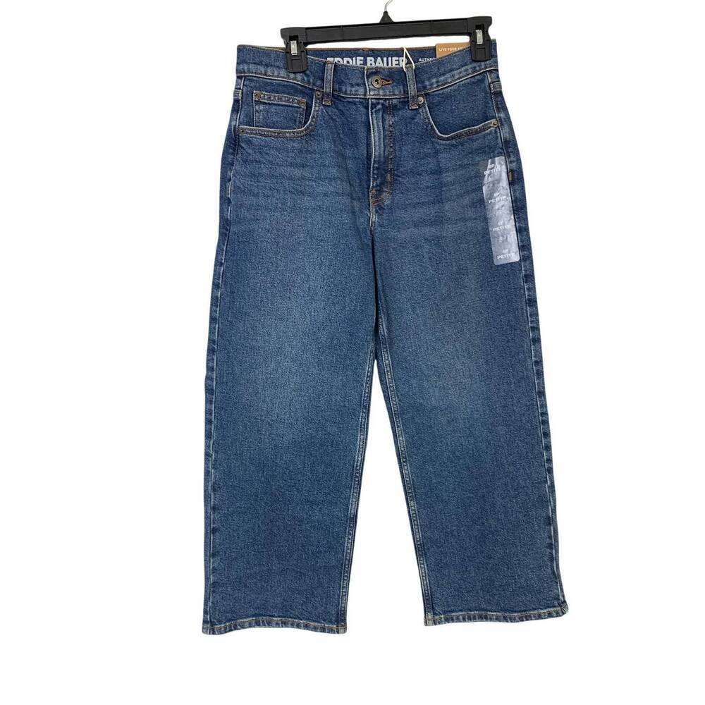 NEW EDDIE BAUER women's authentic voyager everyday crop high rise jeans in indig